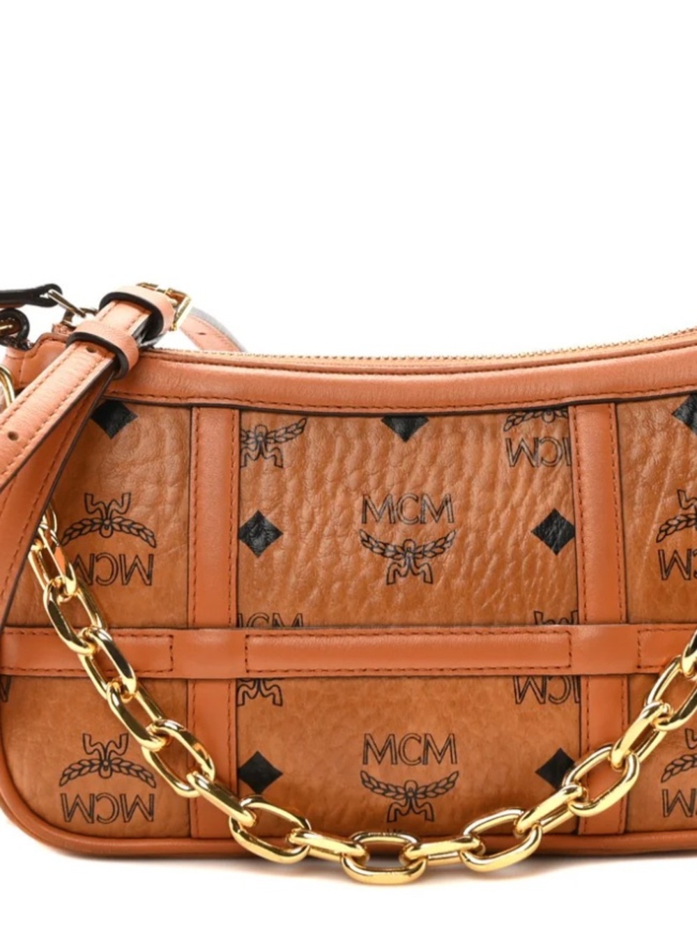 MCM
Visetos Nappa Mini Delmy Chain Shoulder Bag Cognac